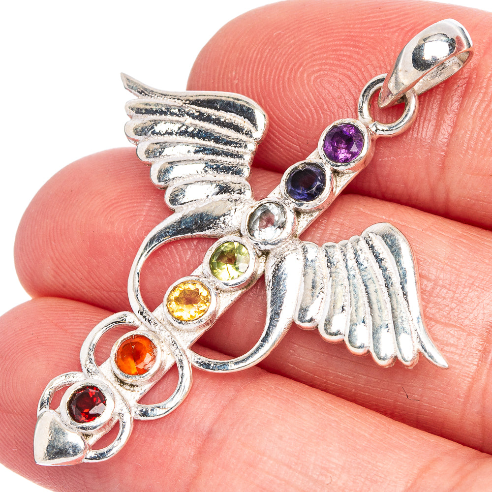Chakra Wings Pendant 1 3/4" (925 Sterling Silver) P40563