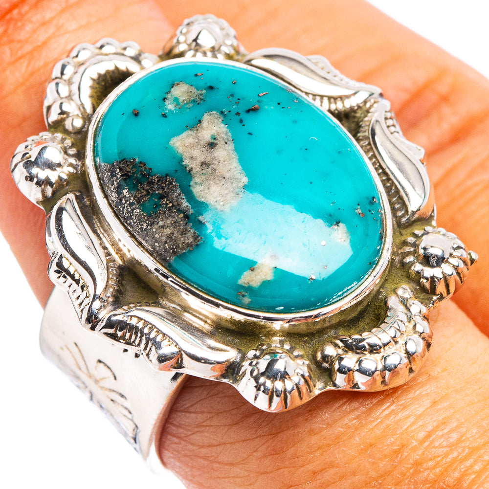 Exclusive Kingman Turquoise Ring Size 7 Adjustable (.925 Sterling Silver)