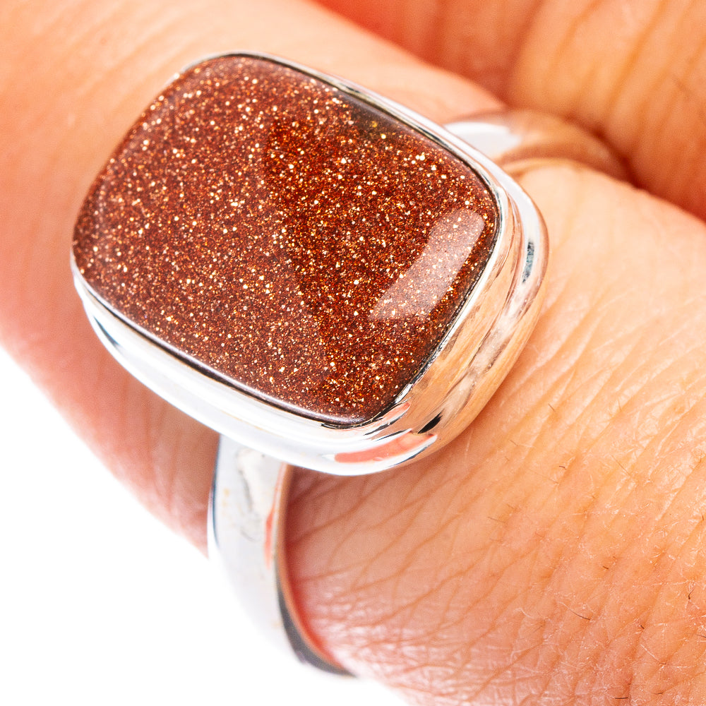 Goldstone Ring Size 9 (.925 Sterling Silver)