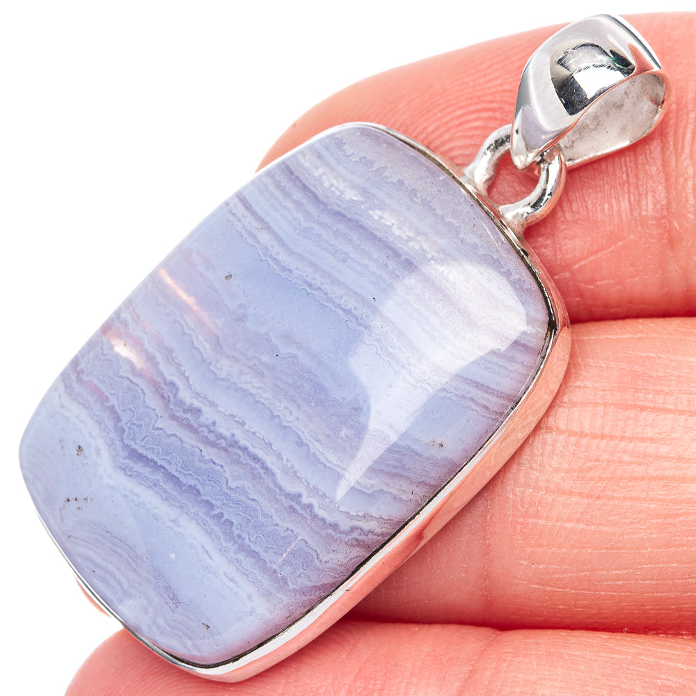 Blue Lace Agate Pendant 1 1/2" (925 Sterling Silver) P42156