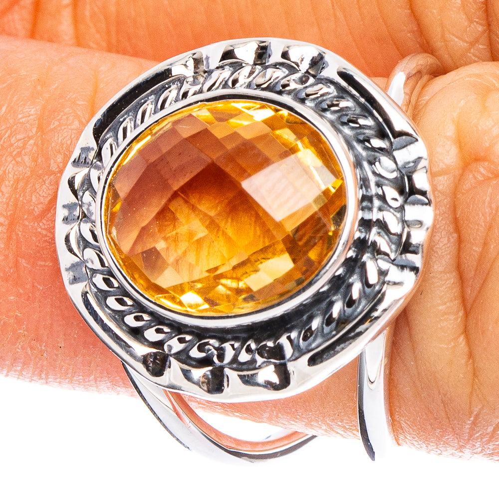 Faceted Citrine 925 Sterling Silver Premium Ring Size 5.75 (925 Sterling Silver) R6544