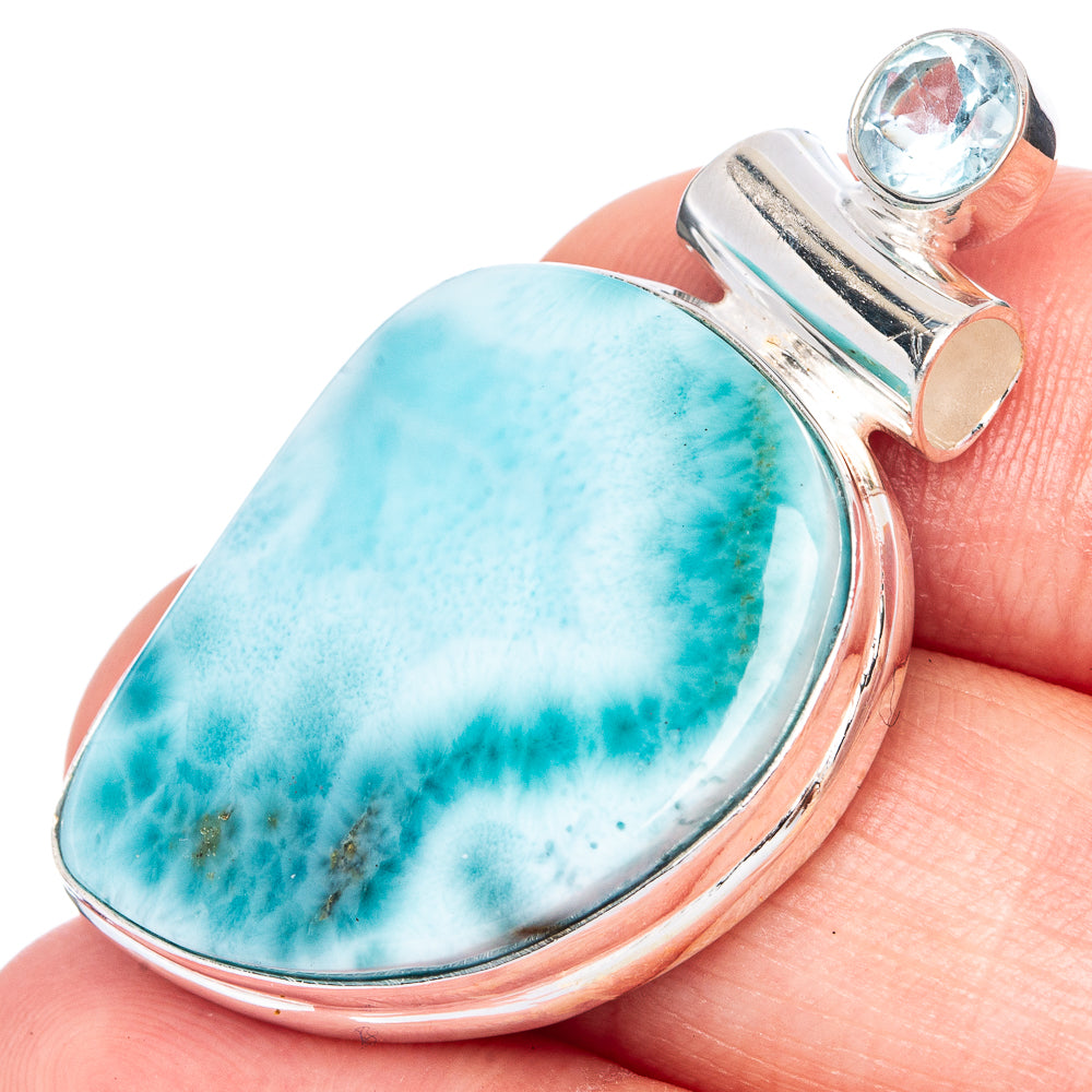 Larimar, Blue Topaz Pendant 1 1/2" (925 Sterling Silver) P41298