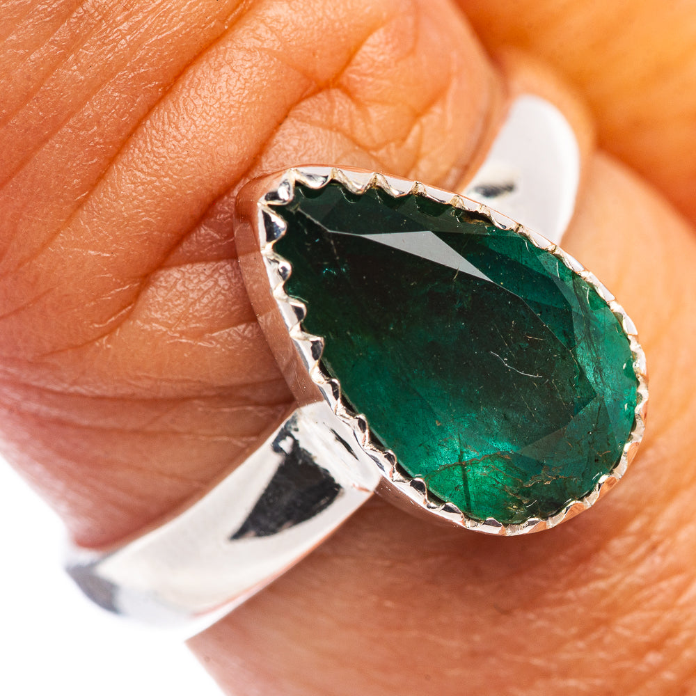 Rare Premium Faceted Zambian Emerald Ring Size 8 (.925 Sterling Silver)