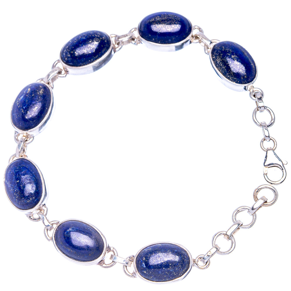 Lapis Lazuli 925 Sterling Silver Bracelet 7 3/8 To 8 1/8" Ana Co B90351