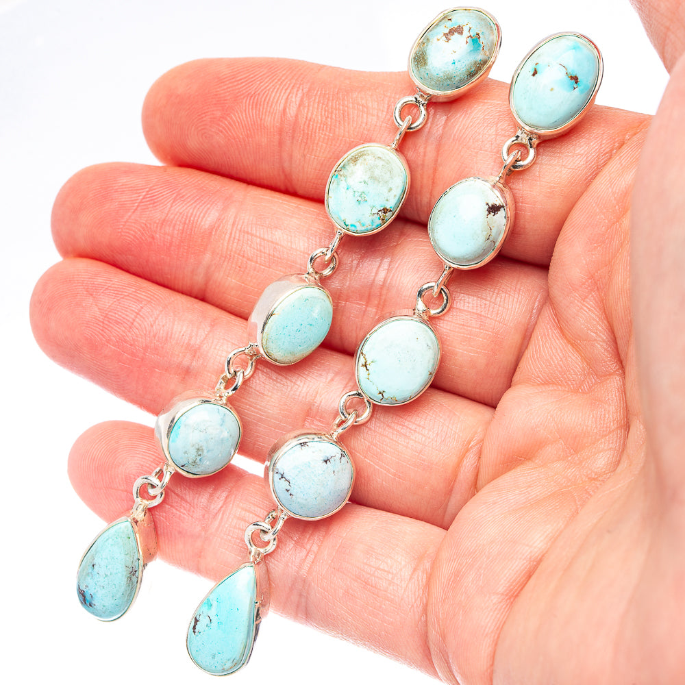 Exclusive Golden Hills Turquoise Earrings 3 3/8" (.925 Sterling Silver)