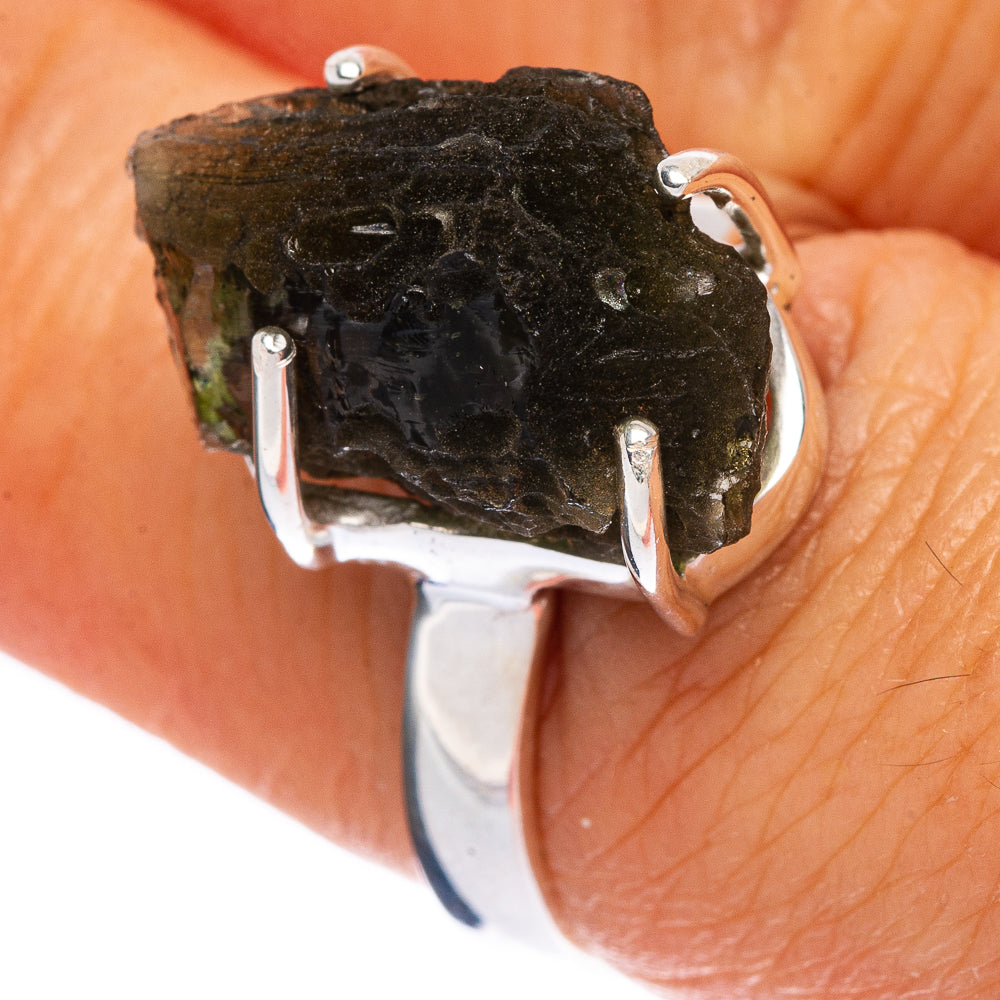 Rare Czech Moldavite Ring Size 7 (925 Sterling Silver) R146376