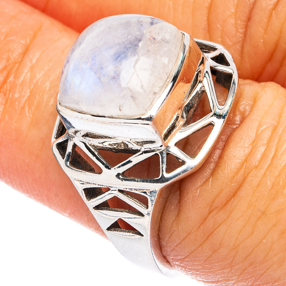 Rainbow Moonstone Ring Size 6.5 (925 Sterling Silver) R4845