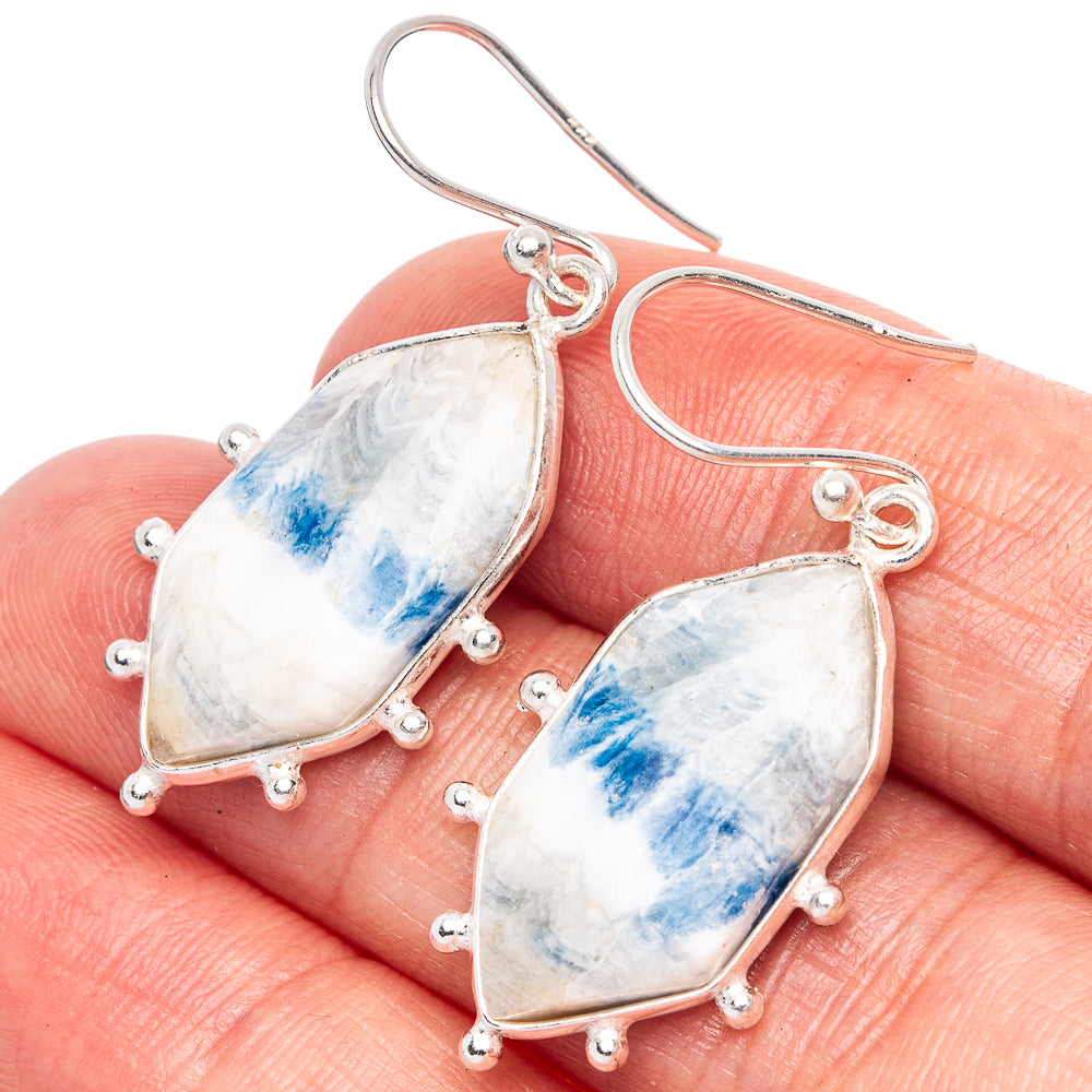 Blue Scheelite Earrings 1 1/2" (925 Sterling Silver) E1745