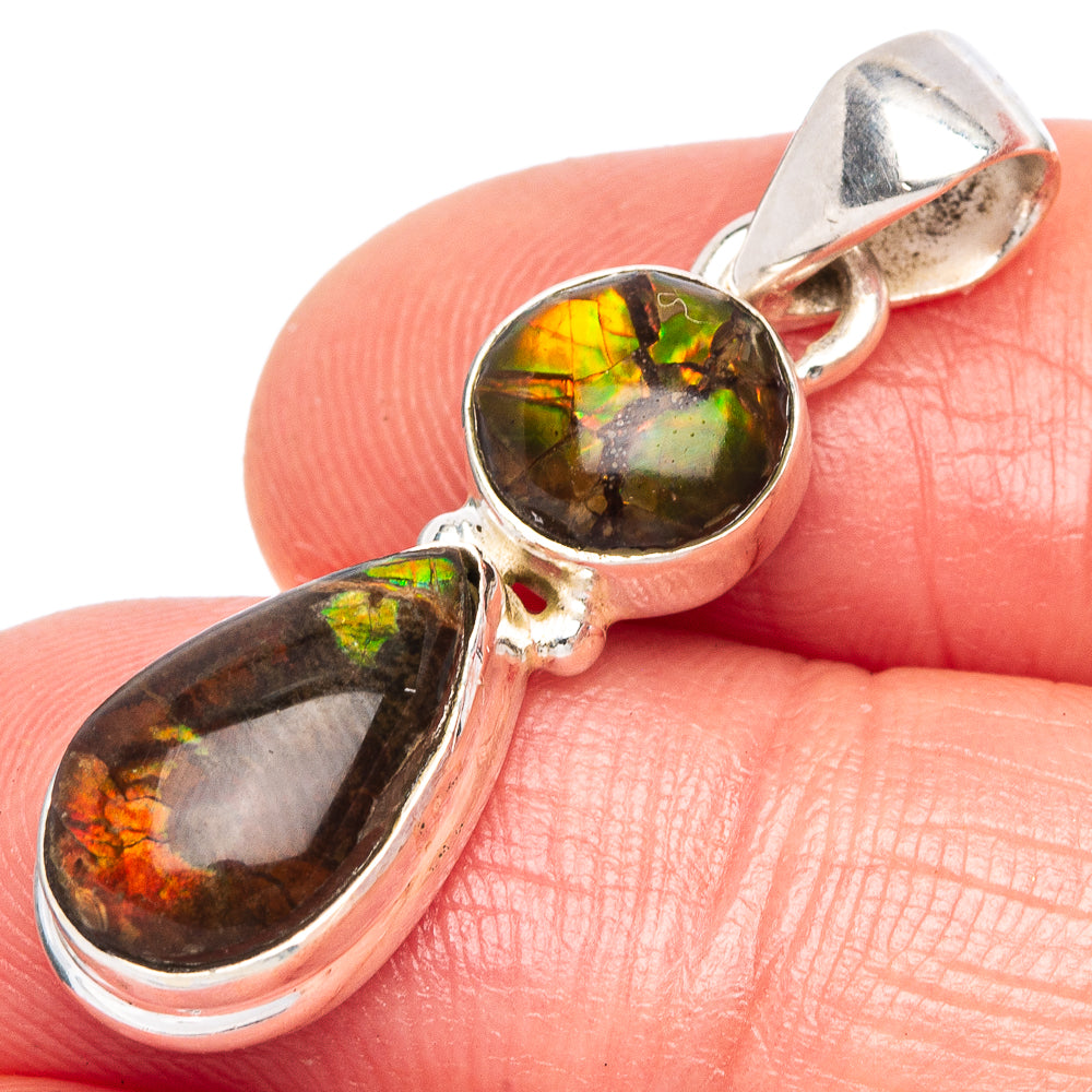 Rare Ammolite Pendant 1 1/4" (925 Sterling Silver) P44073