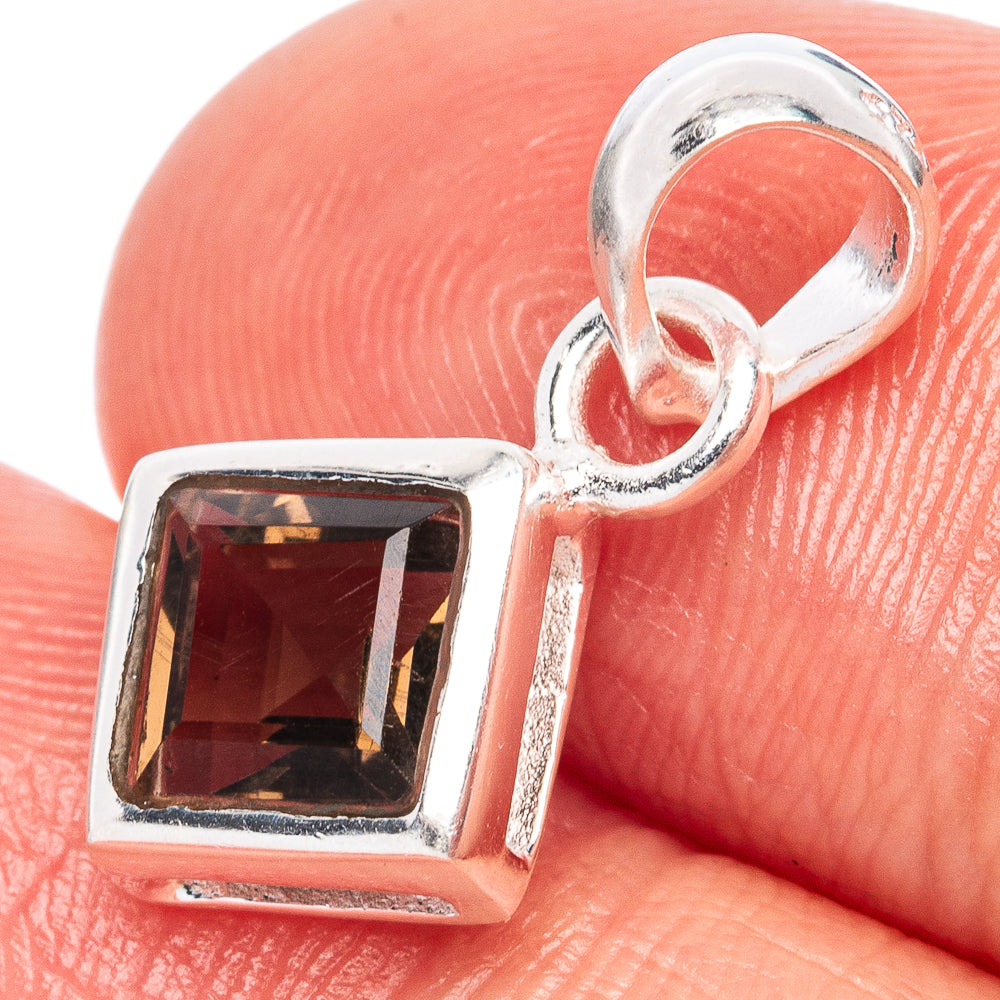 Smoky Quartz Dainty Pendant 3/4" (925 Sterling Silver) P43527