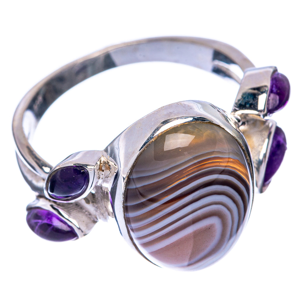 Botswana Agate, Amethyst Ring Size 10 (925 Sterling Silver) R144840