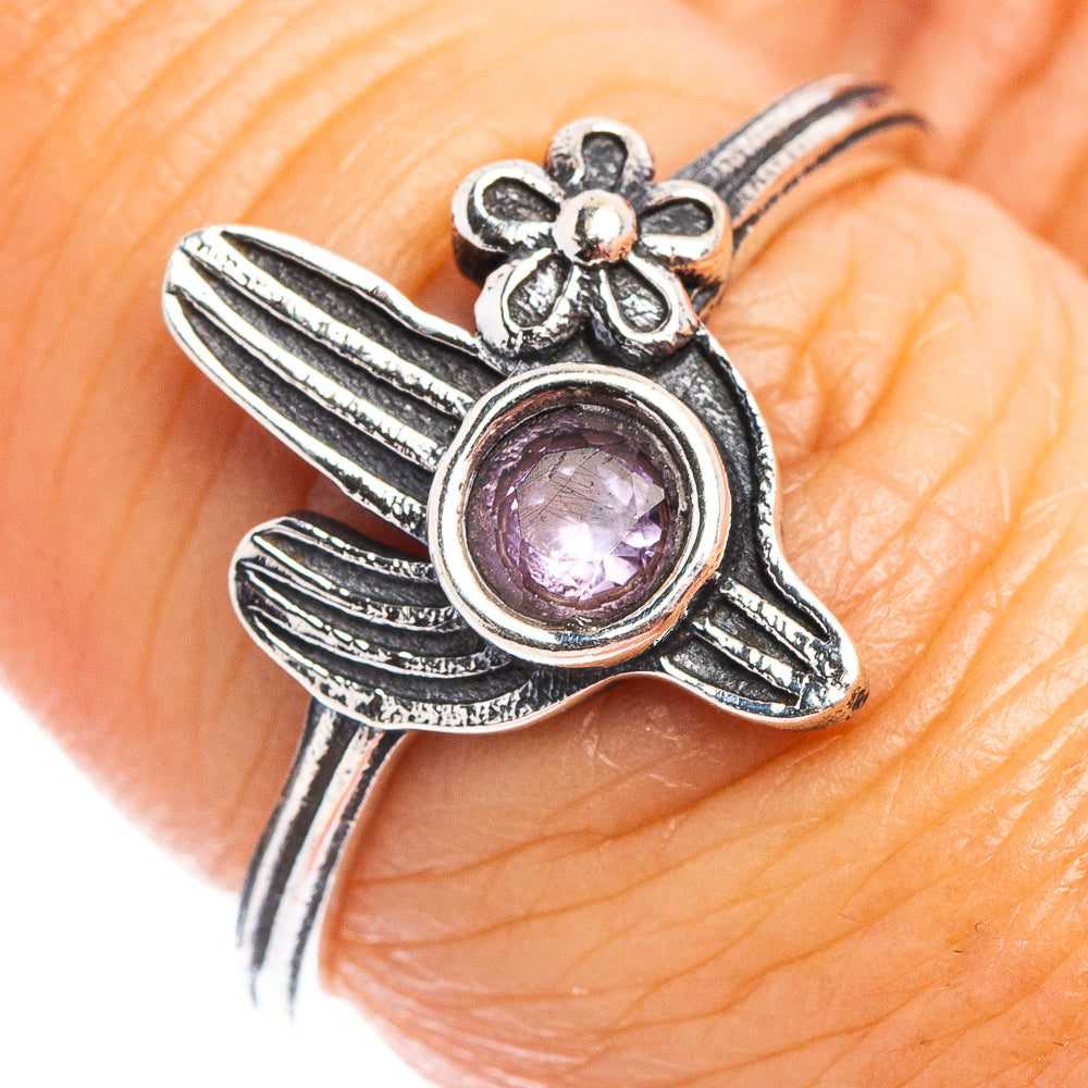 Amethyst Cactus Dainty Ring Size 7.75 (.925 Sterling Silver)