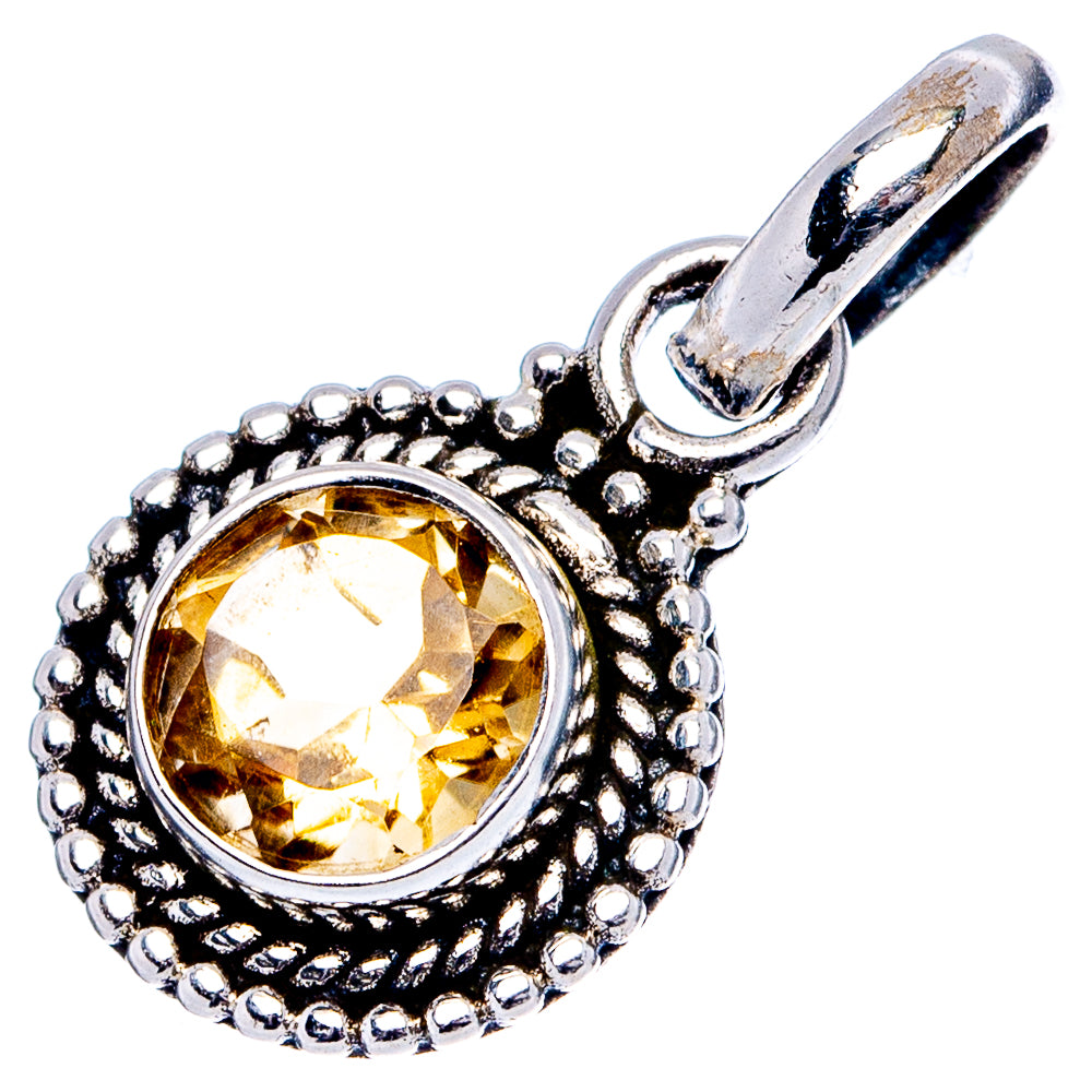 Citrine Dainty Pendant 7/8" (.925 Sterling Silver)