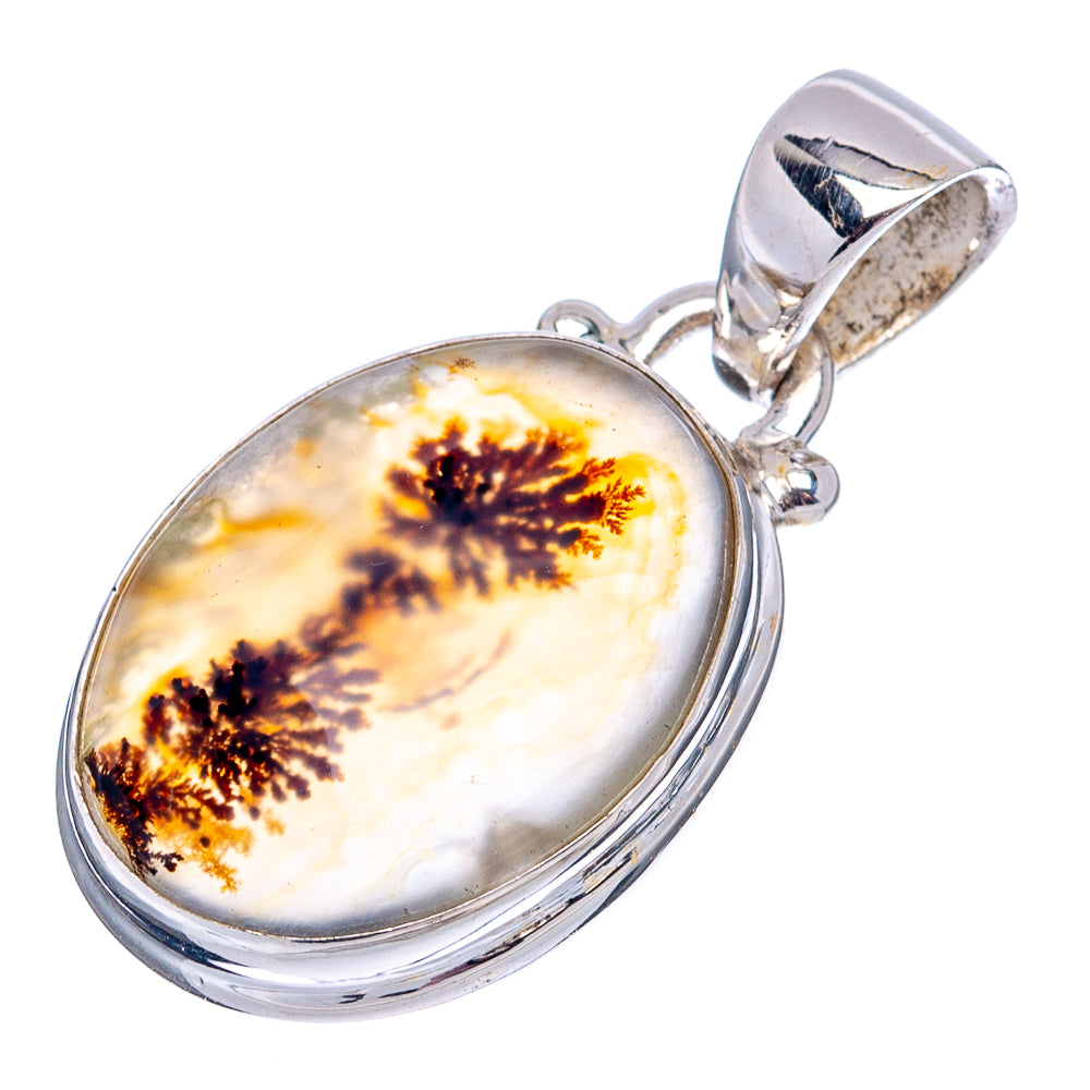 Scenic Dendritic Agate Pendant 1 1/8" (.925 Sterling Silver)