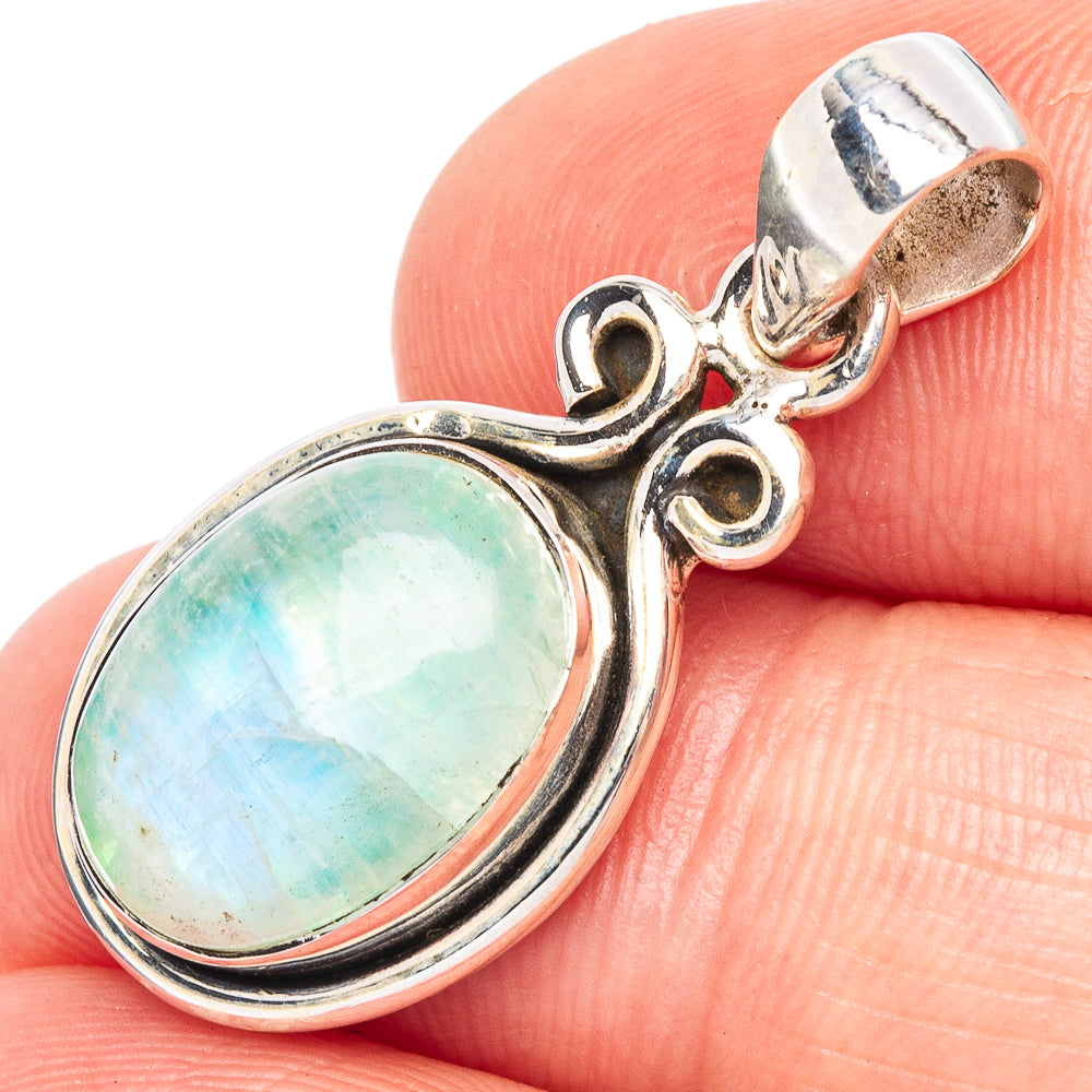 Green Moonstone Pendant 1 1/4" (925 Sterling Silver) P44710
