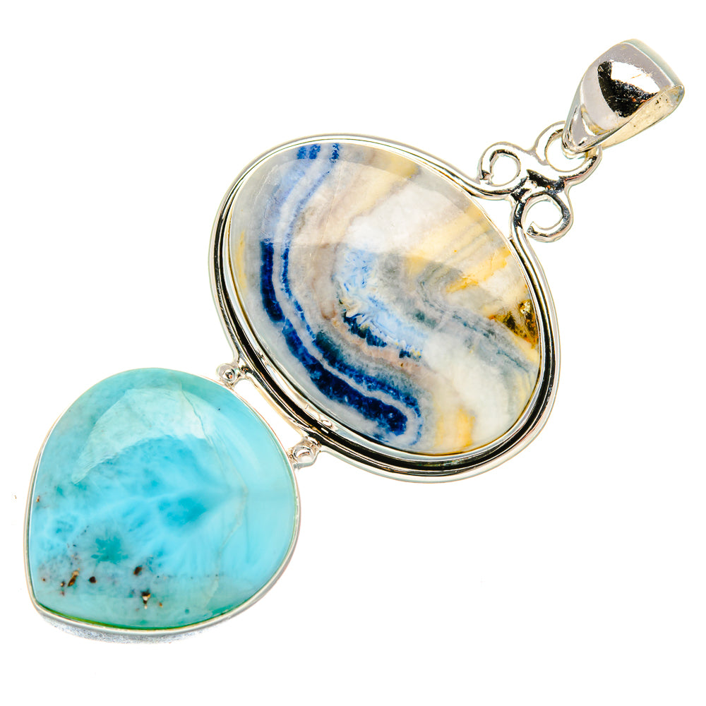 Blue Scheelite, Larimar Pendant 2 1/4" (925 Sterling Silver) PD37912