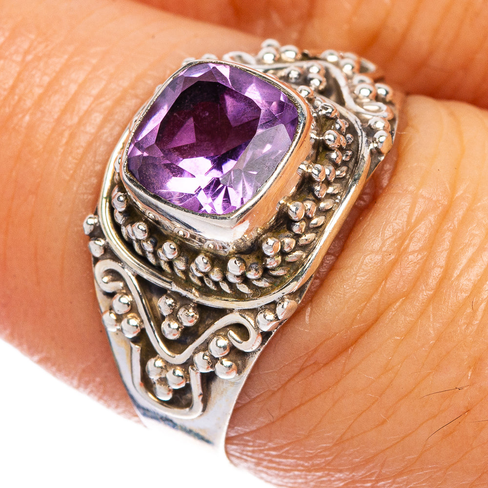 Faceted Amethyst Ring Size 7.75 (925 Sterling Silver) R1118