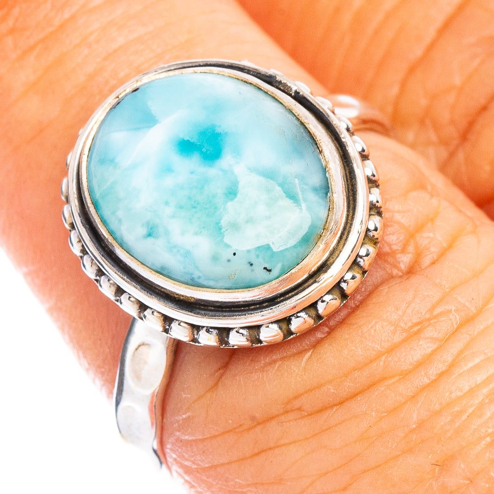 Rare Larimar Ring Size 7.5 (925 Sterling Silver) R7877