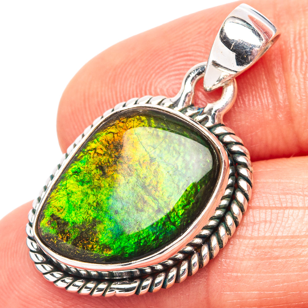 Premium Canadian Ammolite Pendant 1 1/4" (.925 Sterling Silver)