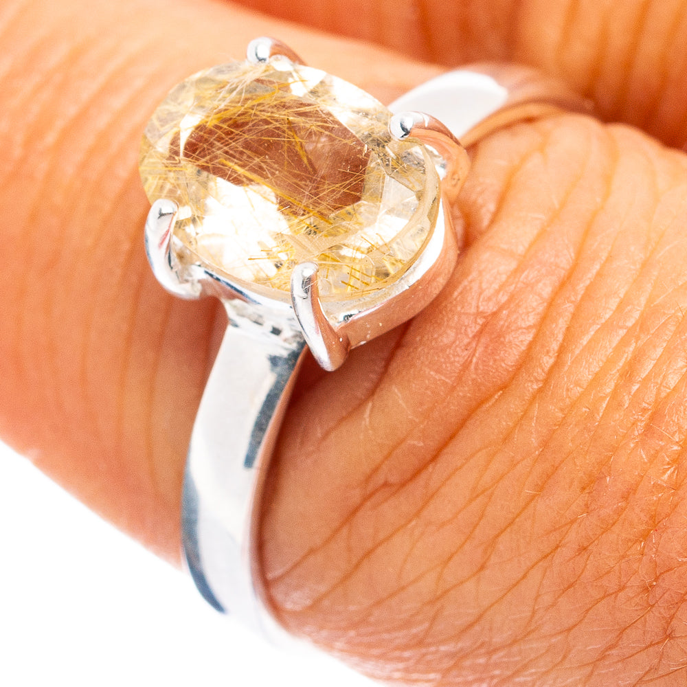 Rutilated Quartz Ring Size 8 (.925 Sterling Silver)