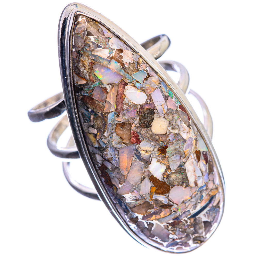 Huge Brecciated Ethiopian Opal 925 Sterling Silver Ring Size 9.25