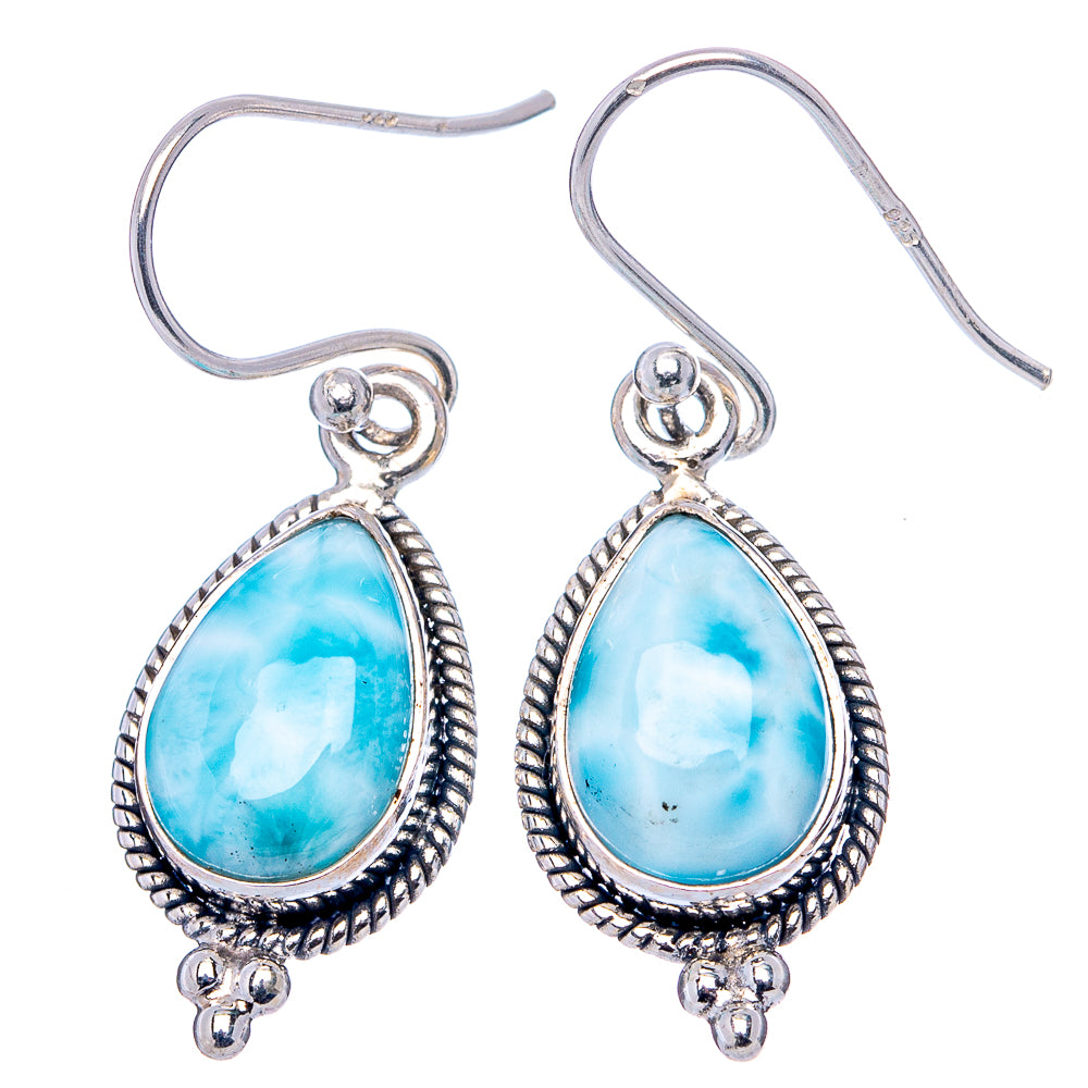 Rare Larimar Earrings 1 3/8" (.925 Sterling Silver)