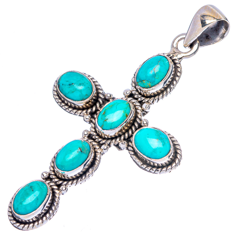 Arizona Turquoise Cross Pendant 2" (925 Sterling Silver) P43096