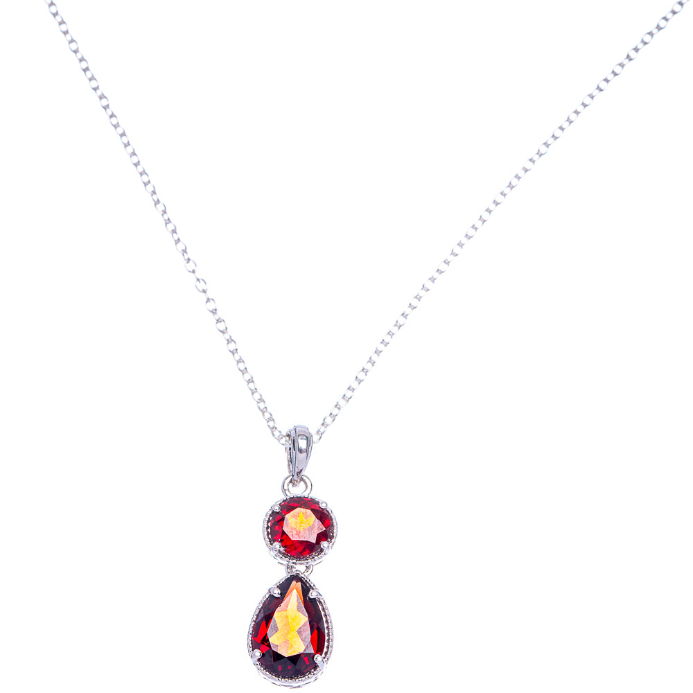 Garnet Necklace 18 1/4" (925 Sterling Silver) N90060