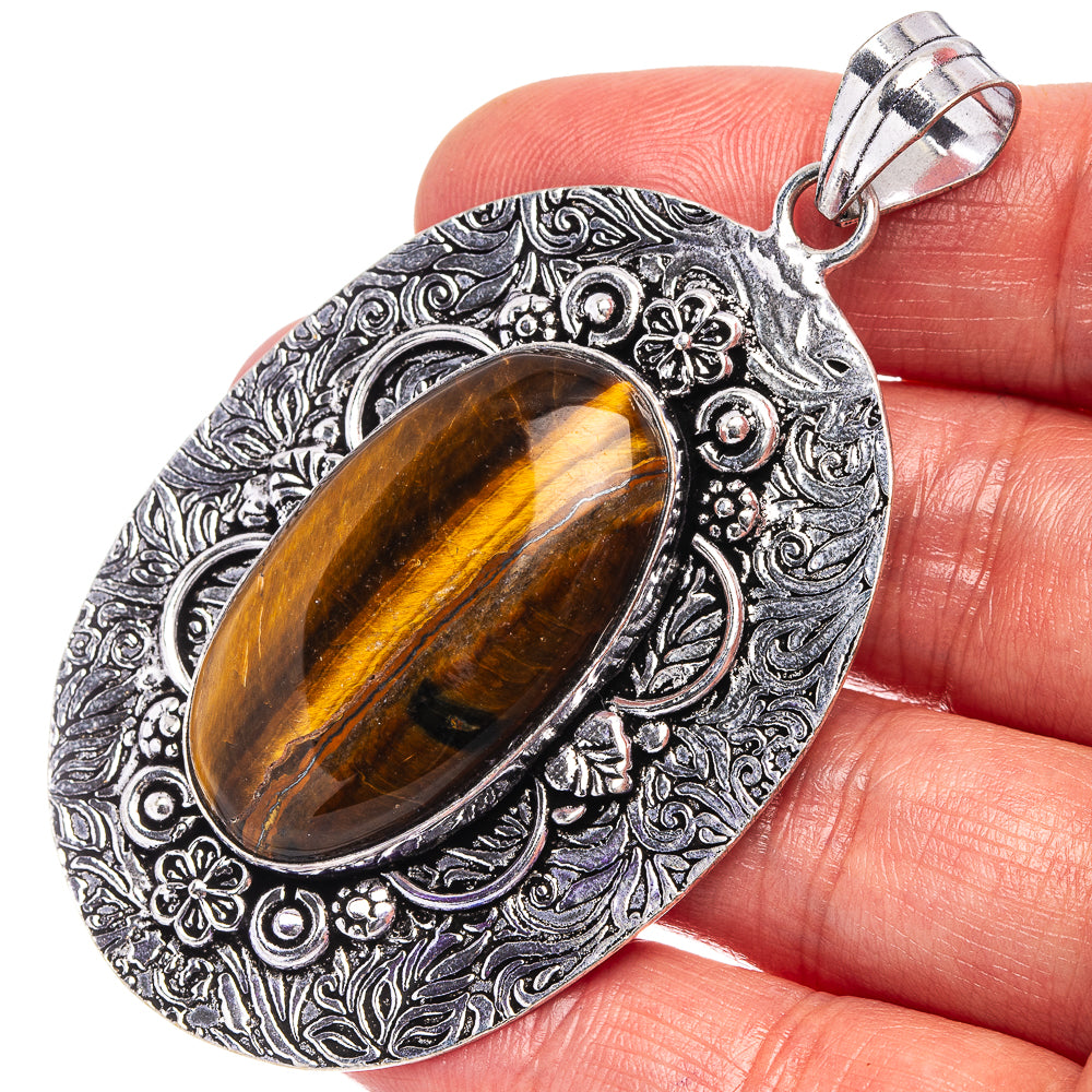 Tiger's Eye Pendant 2 3/4" (German Silver)