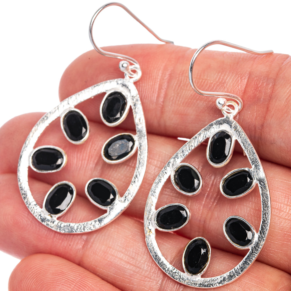 Black Onyx Earrings 1 3/4" (925 Sterling Silver) E1050