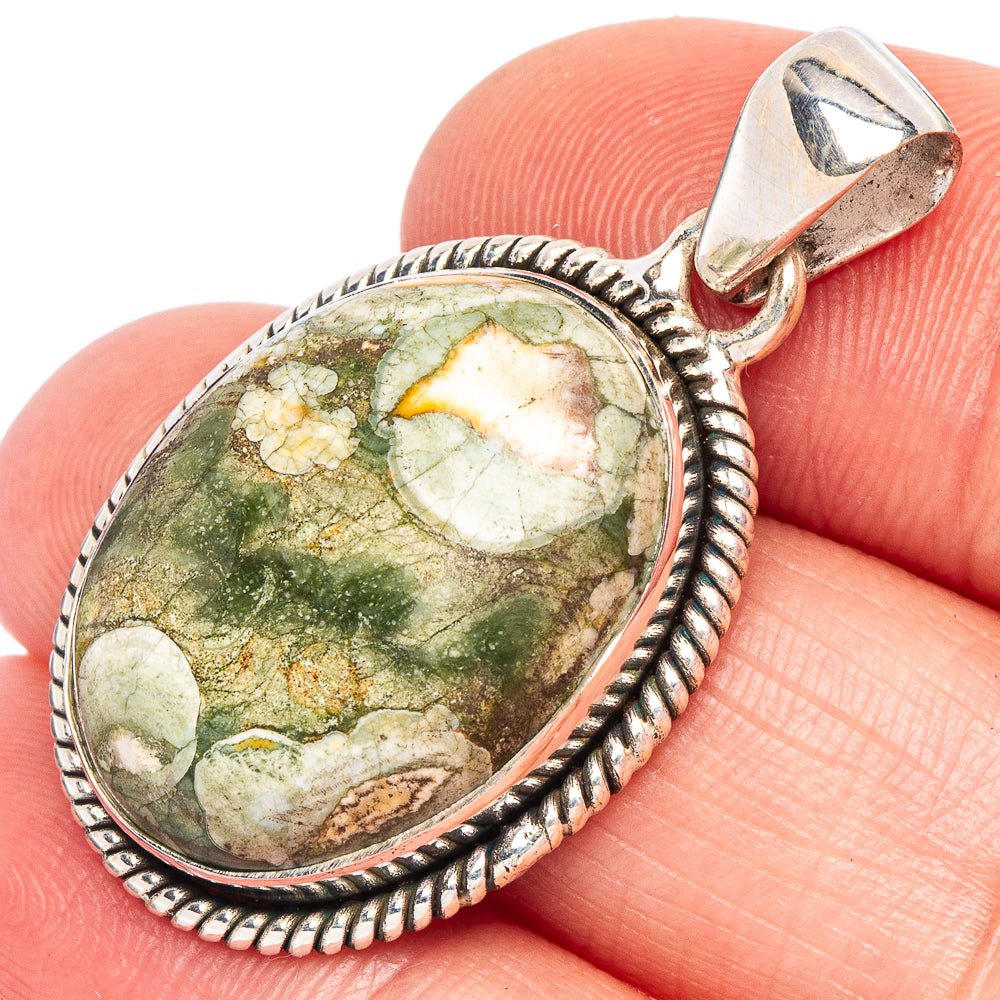 Rainforest Jasper Pendant 1 3/8" (925 Sterling Silver) P44787
