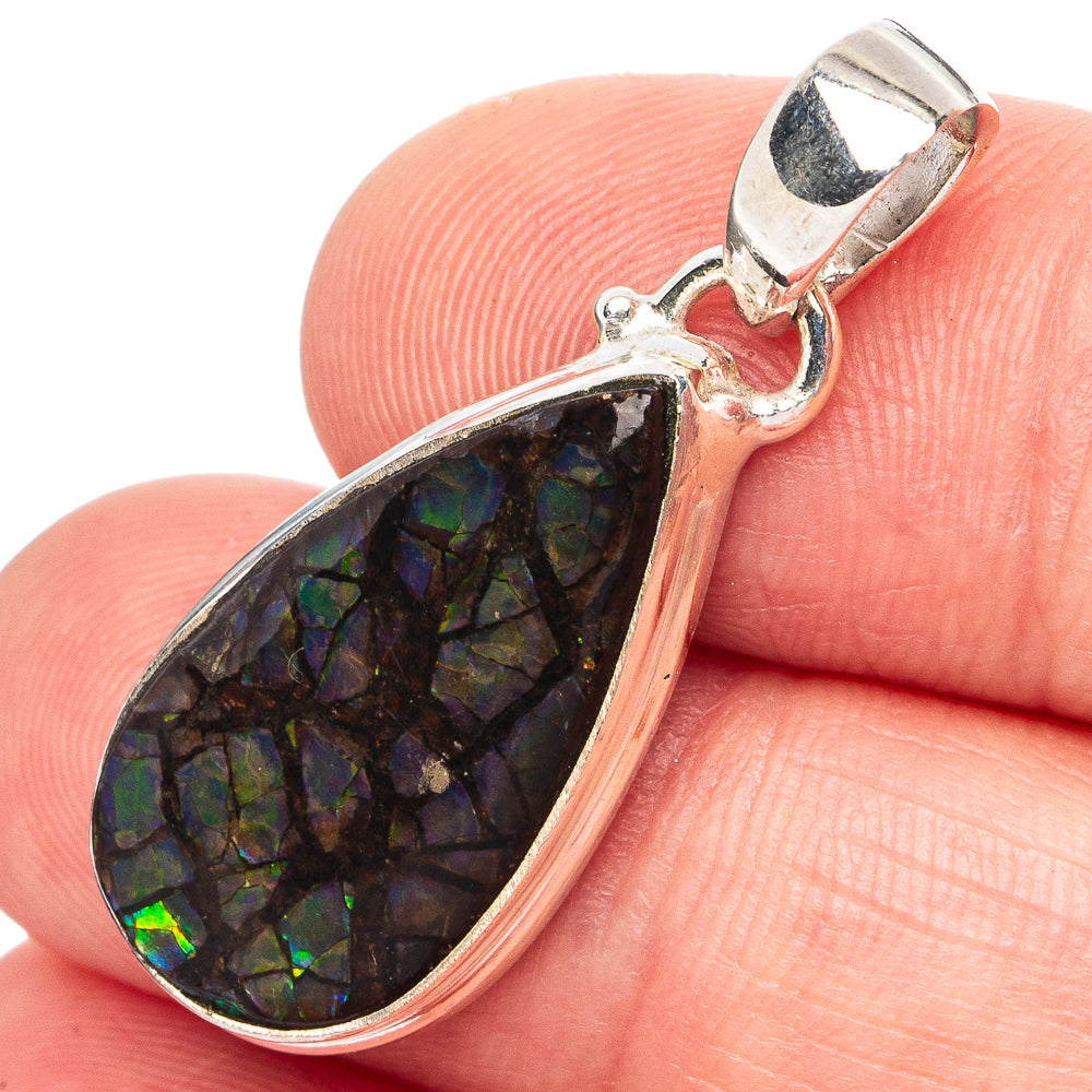 Rare Canadian Ammolite Pendant 1 3/8" (.925 Sterling Silver)
