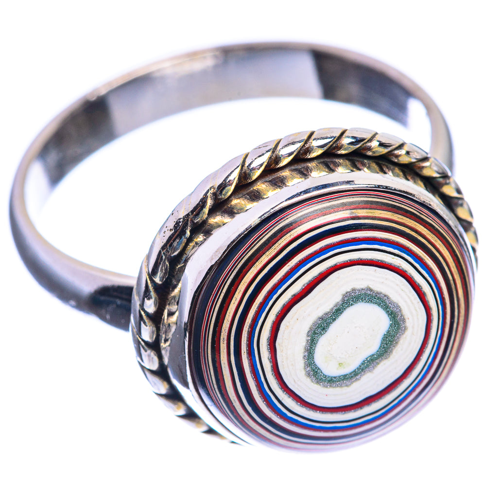Fordite 925 Sterling Silver Ring Size 9.75