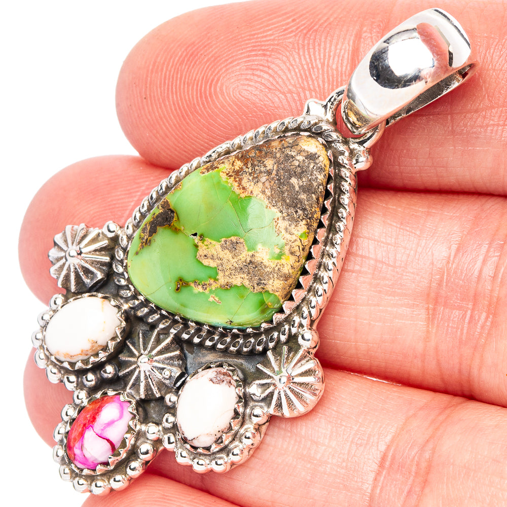 Sonoran Gold Turquoise Native Style Pendant 2 1/8" (.925 Sterling Silver) Exclusive
