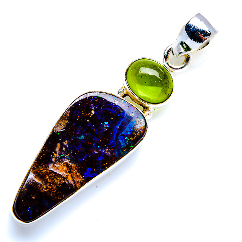 Boulder Opal, Peridot 925 Sterling Silver Pendant 2" (925 Sterling Silver) PD38333