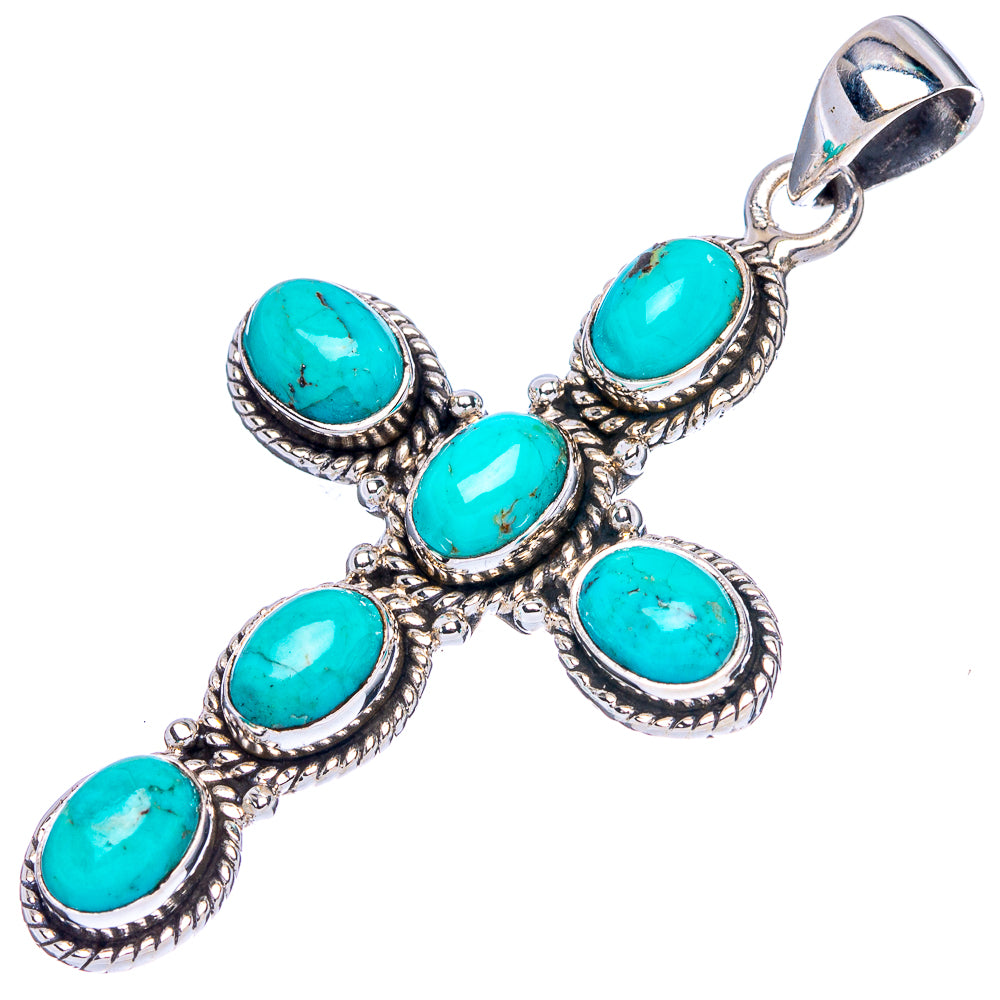 Arizona Turquoise Cross Pendant 2" (925 Sterling Silver) P43072