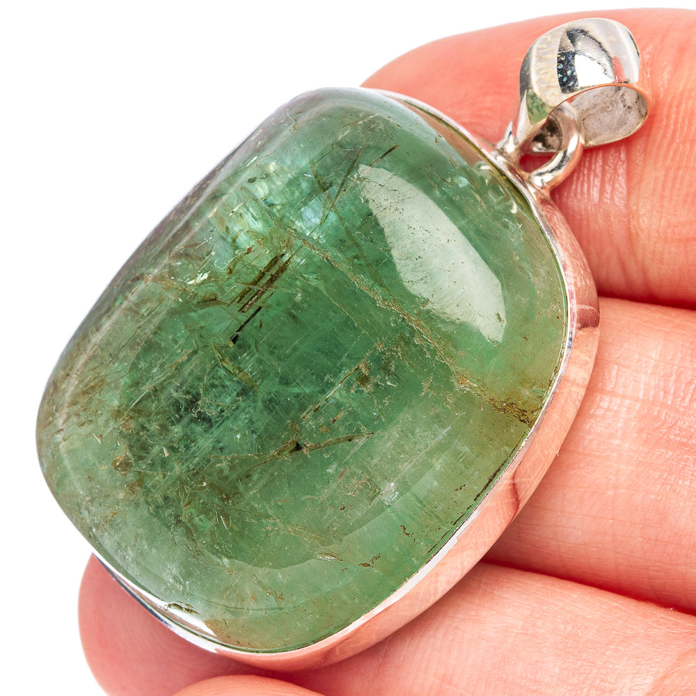 Large Natural Colombian Emerald Pendant 1 5/8" (925 Sterling Silver) P43370