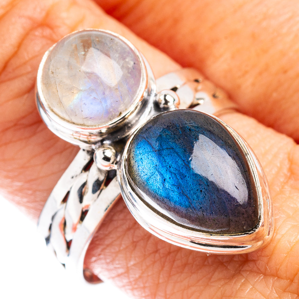 Labradorite, Rainbow Moonstone Ring Size 10 (.925 Sterling Silver)