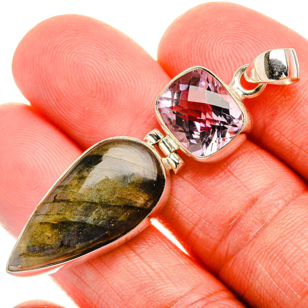 Labradorite, Amethyst 925 Sterling Silver Pendant 2" (925 Sterling Silver) PD38332
