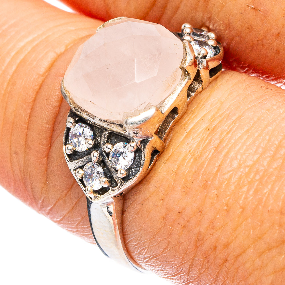 Rose Quartz Ring Size 8.25 (925 Sterling Silver) R4834