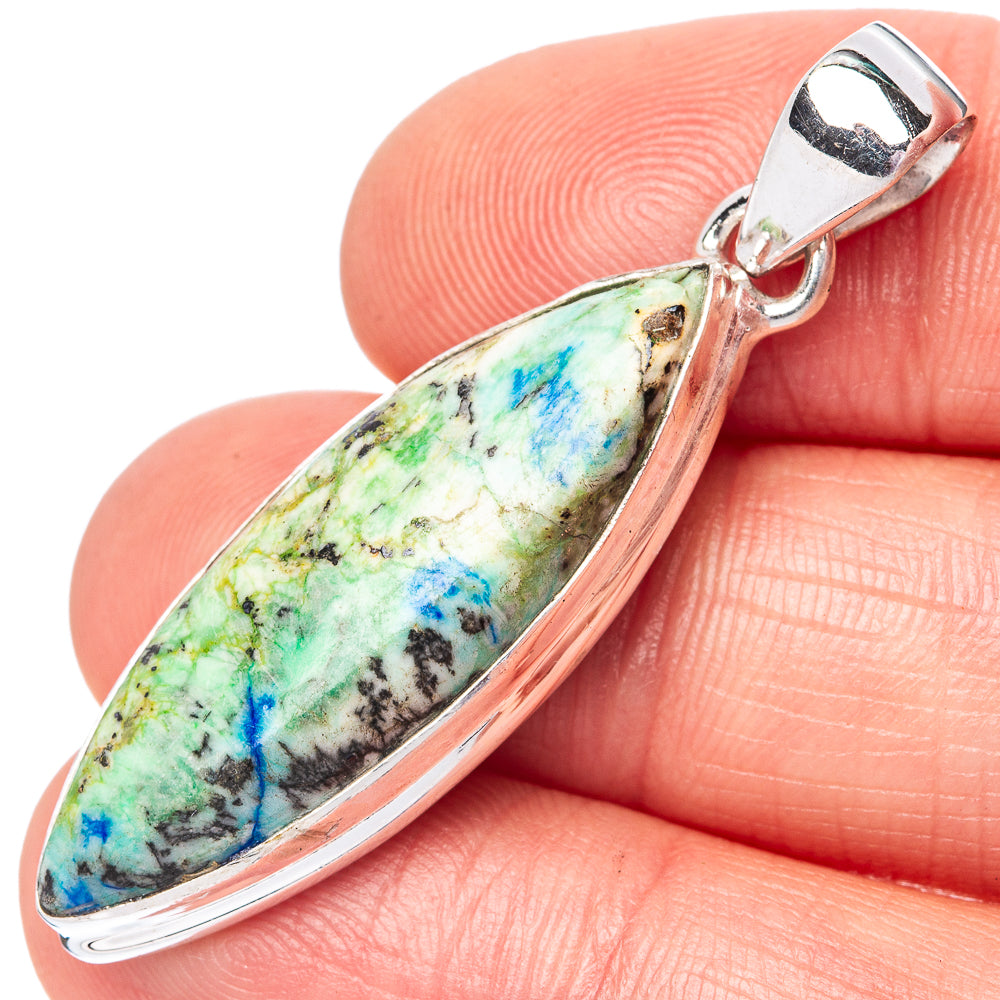 Azurite 925 Sterling Silver Pendant 1 3/4" (925 Sterling Silver) P42635