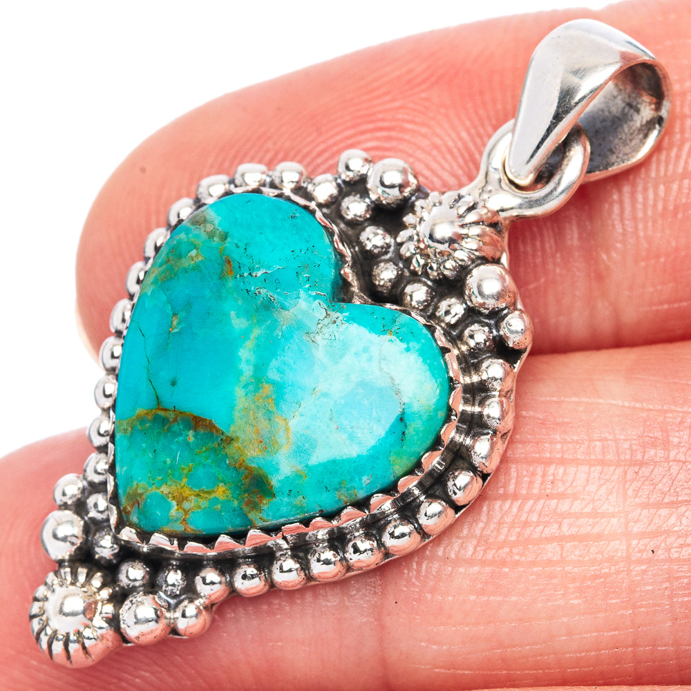 Rare Arizona Turquoise Pendant 1 3/8" (925 Sterling Silver) P42008