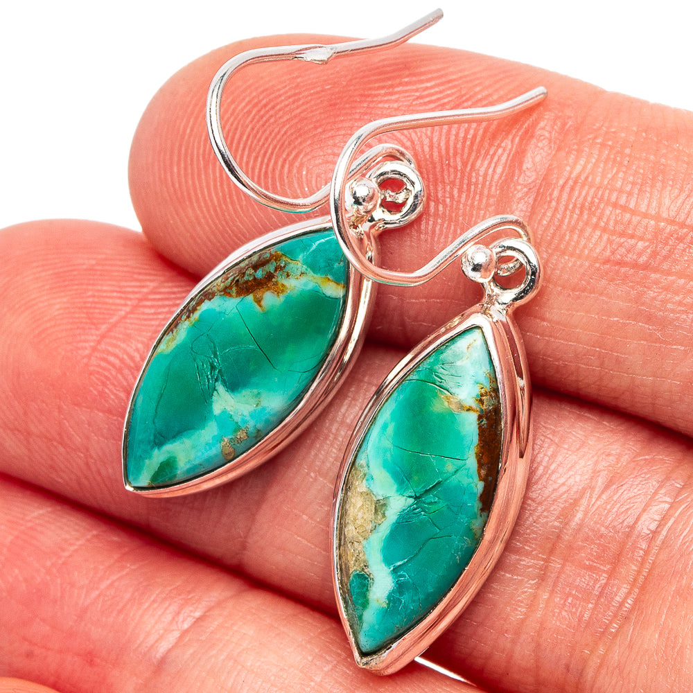 Mohave Turquoise Earrings 1 3/8" (.925 Sterling Silver)