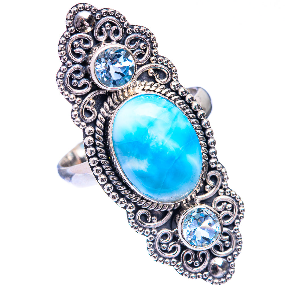 Large Larimar, Blue Topaz Ring Size 9.75 (925 Sterling Silver) R140780