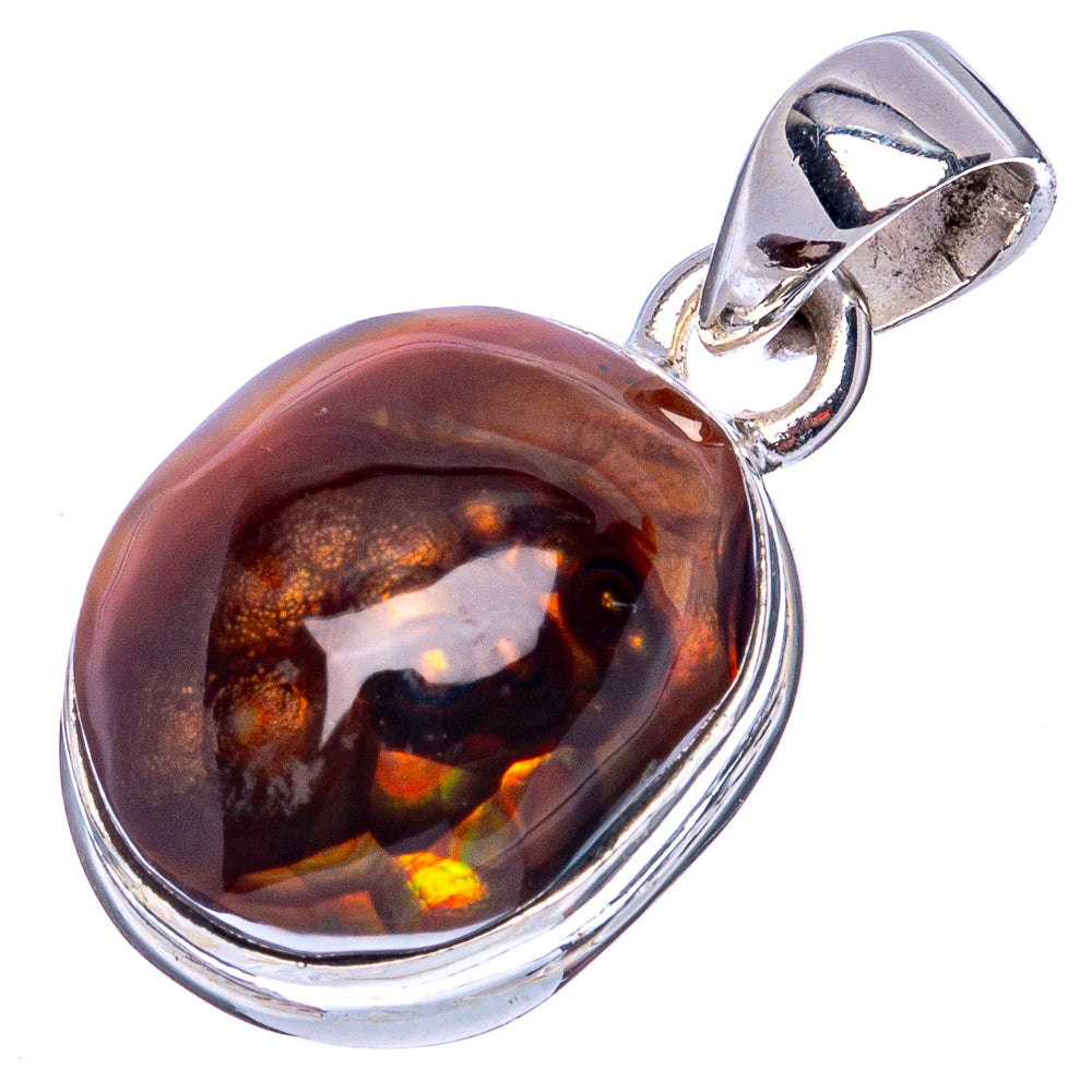 Rare Mexican Fire Agate Pendant 1 1/8" (925 Sterling Silver) P41959
