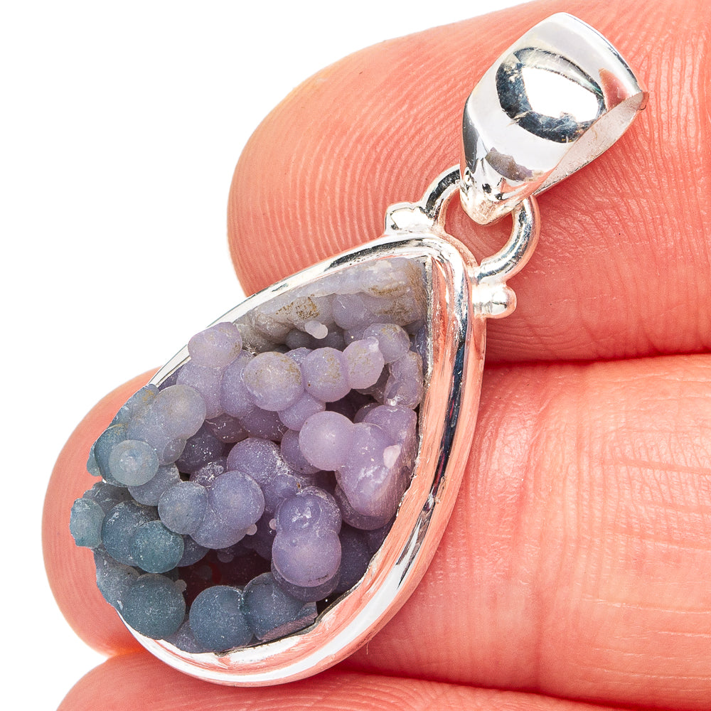 Rare Grape Agate Pendant 1 3/8" (.925 Sterling Silver)