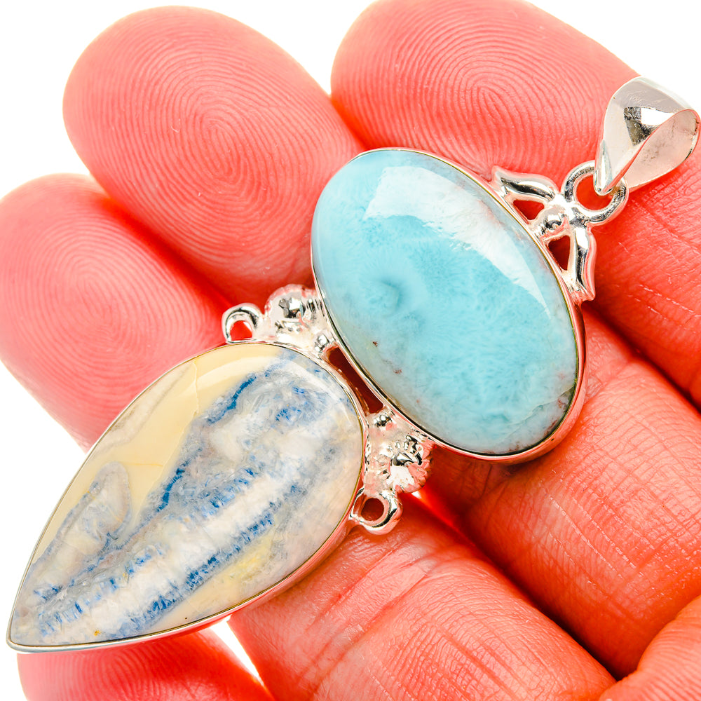 Blue Scheelite, Larimar Pendant 2 1/2" (925 Sterling Silver) PD38023