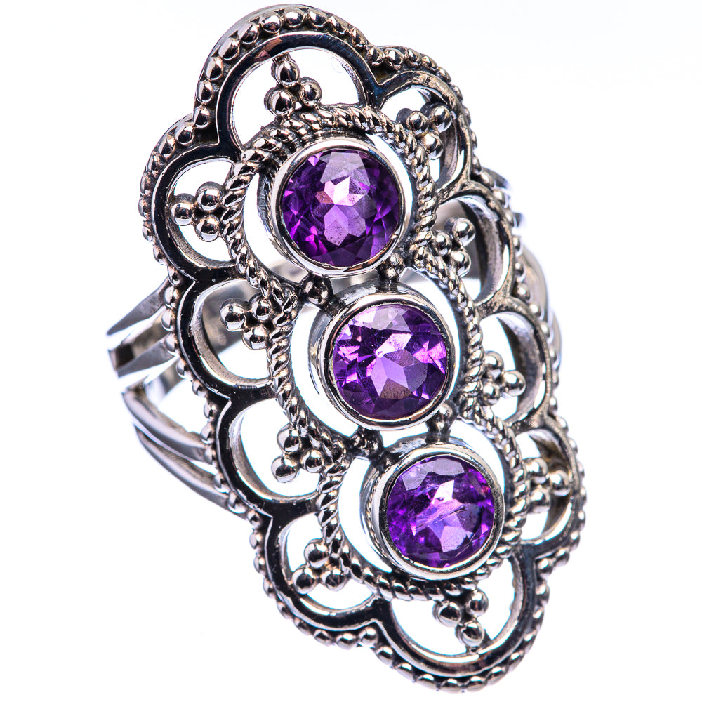 Faceted Amethyst Ring Size 6.25 (925 Sterling Silver) R142107