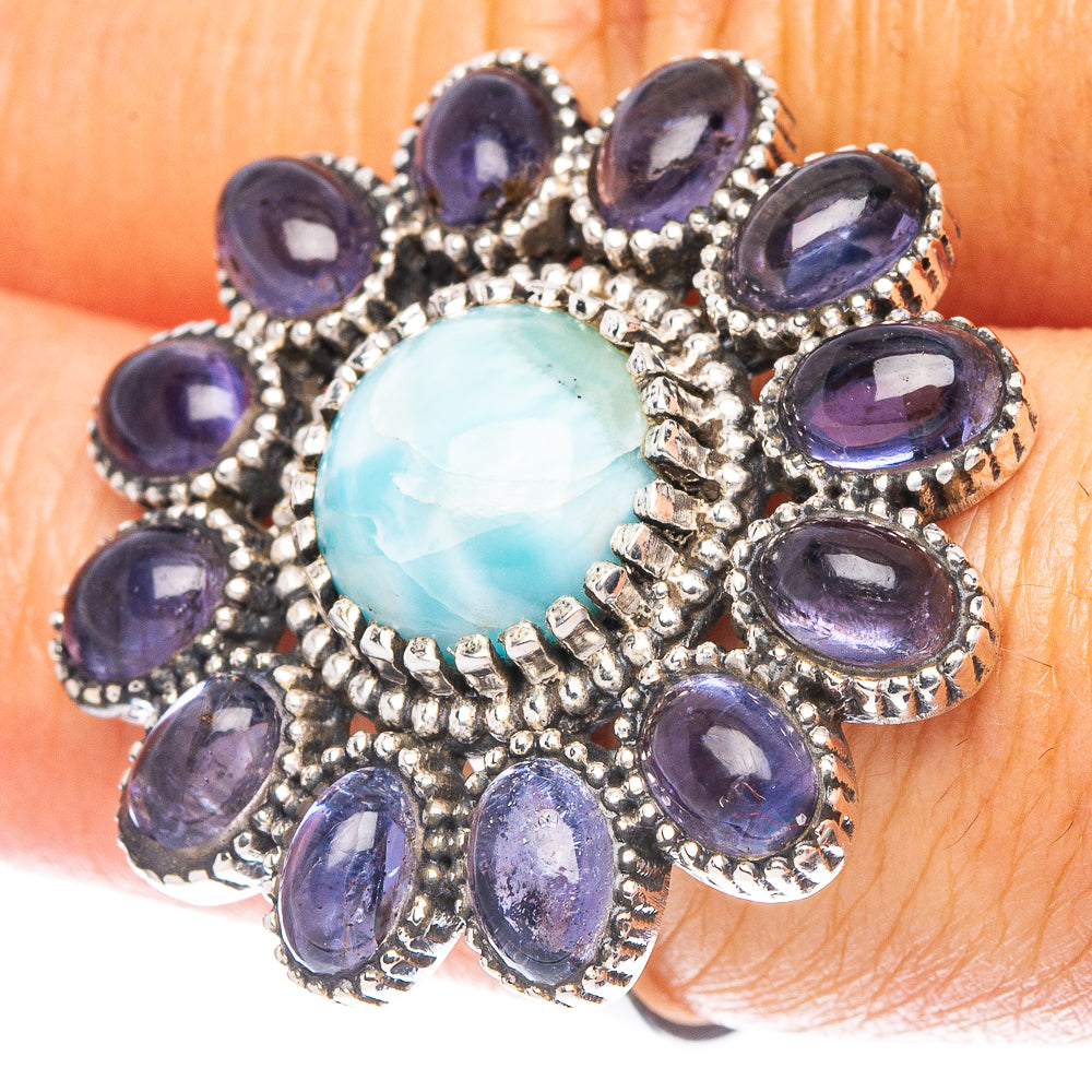 Large Larimar, Tanzanite Ring Size 7 (925 Sterling Silver) R6943