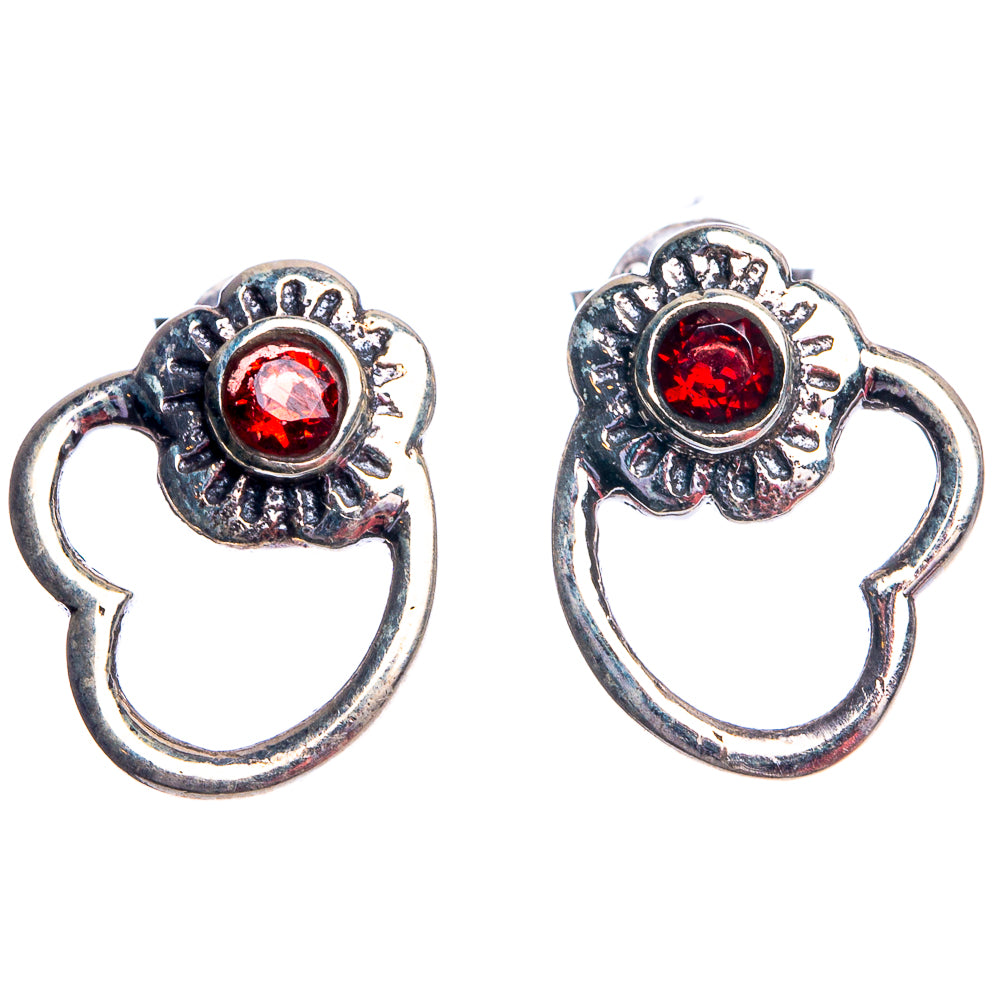 Garnet Dainty Earrings 5/8" (925 Sterling Silver) E432499